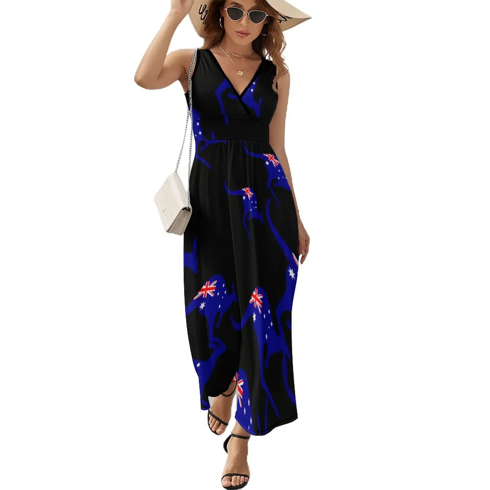 

Australian Kangaroo Flag Dress Korean Fashion Boho Beach Long Dresses Female Party Printed Maxi Dress Gift