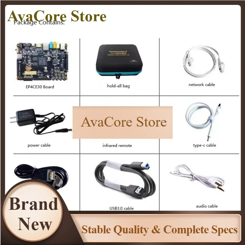 AvaCoreAdvanced FPGA Development Board For Altera CycloneIV EP4CE30 Model, All-in-One DIY Kit With DDR2, USB 3.0, GbE, Audio