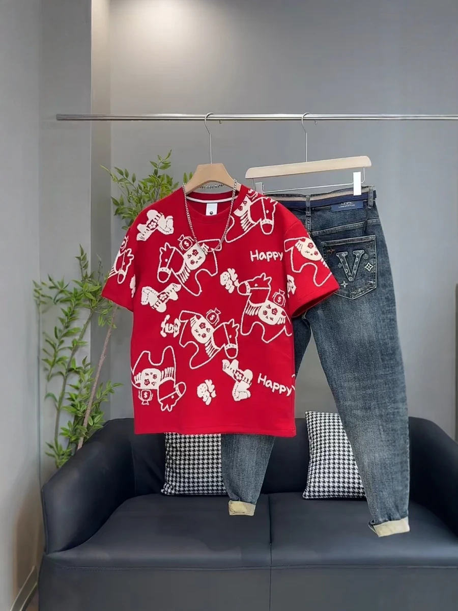 

Модная повседневная футболка с коротким рукавом для мужчин, осенне-зимняя новинка, удобная, из мягкого материала, в стиле карго.