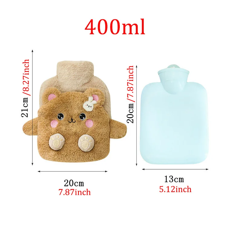 350ML Kawaii Water Bottle Plush Cartoon Dinosaur Rabbit Animal Pattern Thick Hand Warmer Hot Water Bag Hand Feet bouillotte