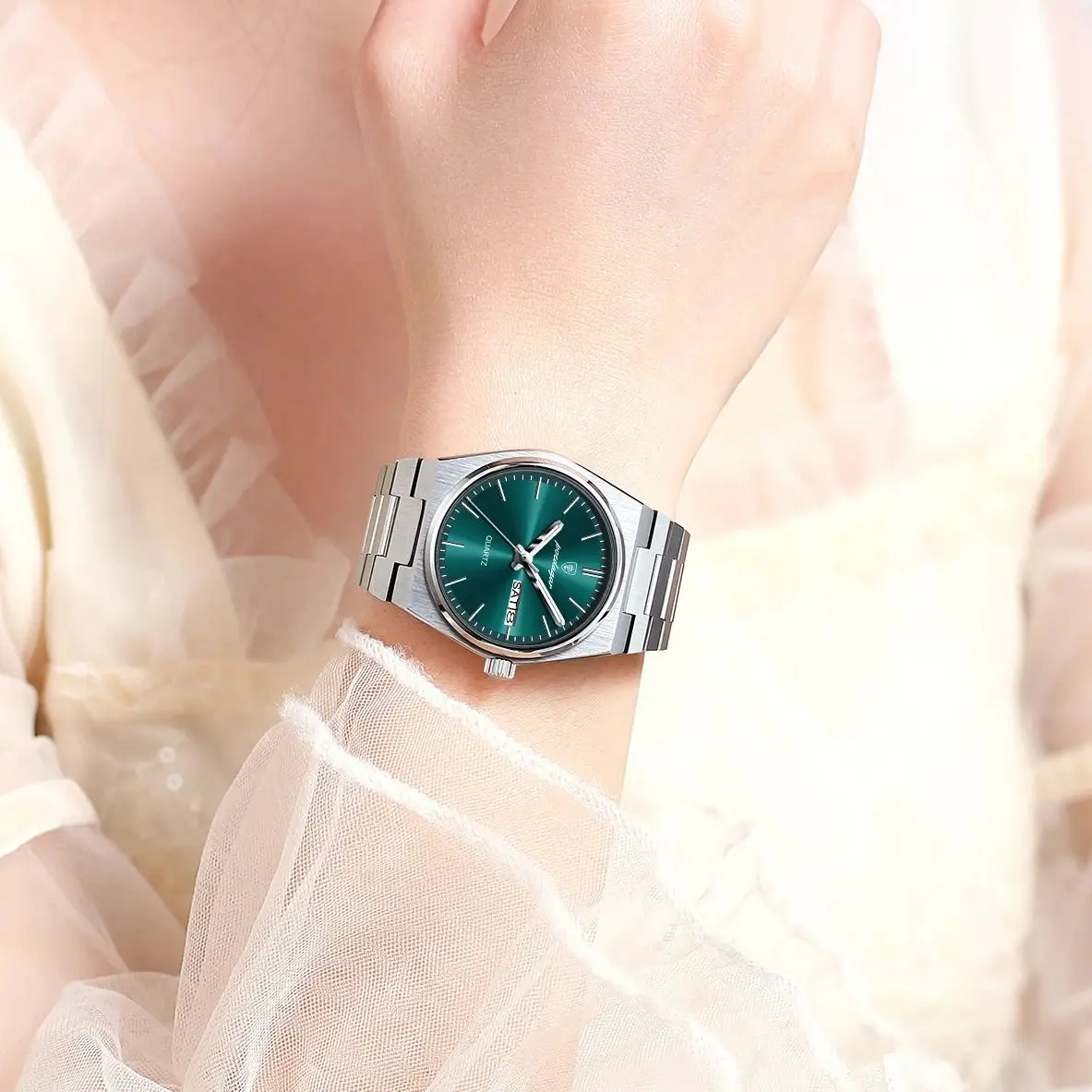 POEDAGAR luksusowy damski zegarek wodoodporny świecący modny damski zegarek kwarcowy data tydzień zegarki damskie ze stali nierdzewnej Reloj