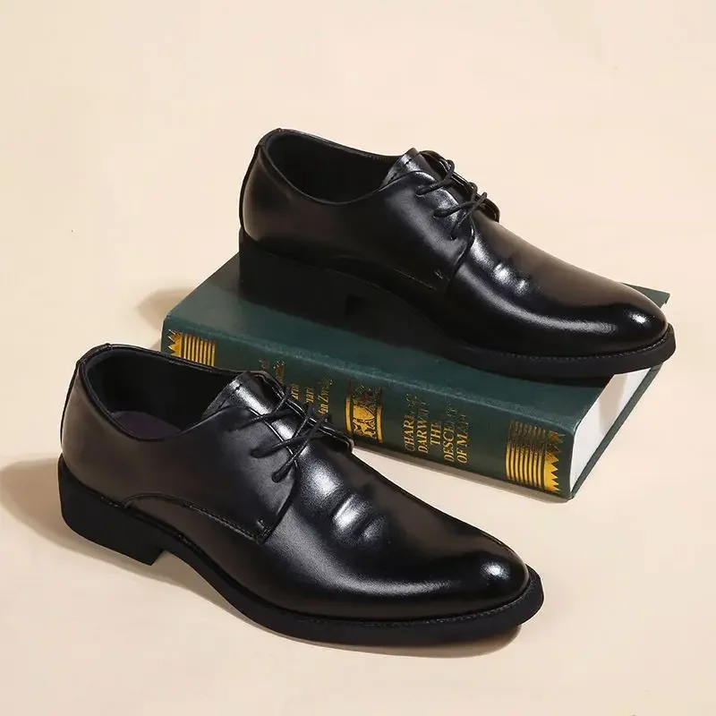 Pointed Toe Dress Shoes Man Black Social Shoe for Men High Quality Fashion Elegant and Classic 2024 Style Footwear Suit Trend 39