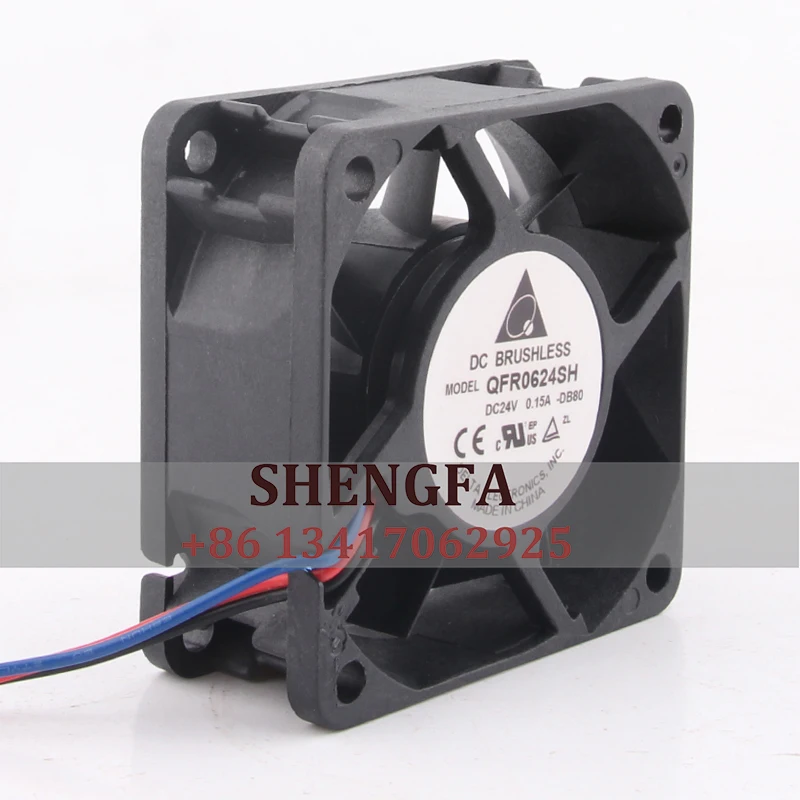 

DELTA Case Fan Dual Ball Bearing QFR0624SH 60*60*25MM 24V 0.15A 6CM Inverter Large Airflow Cooling Fan