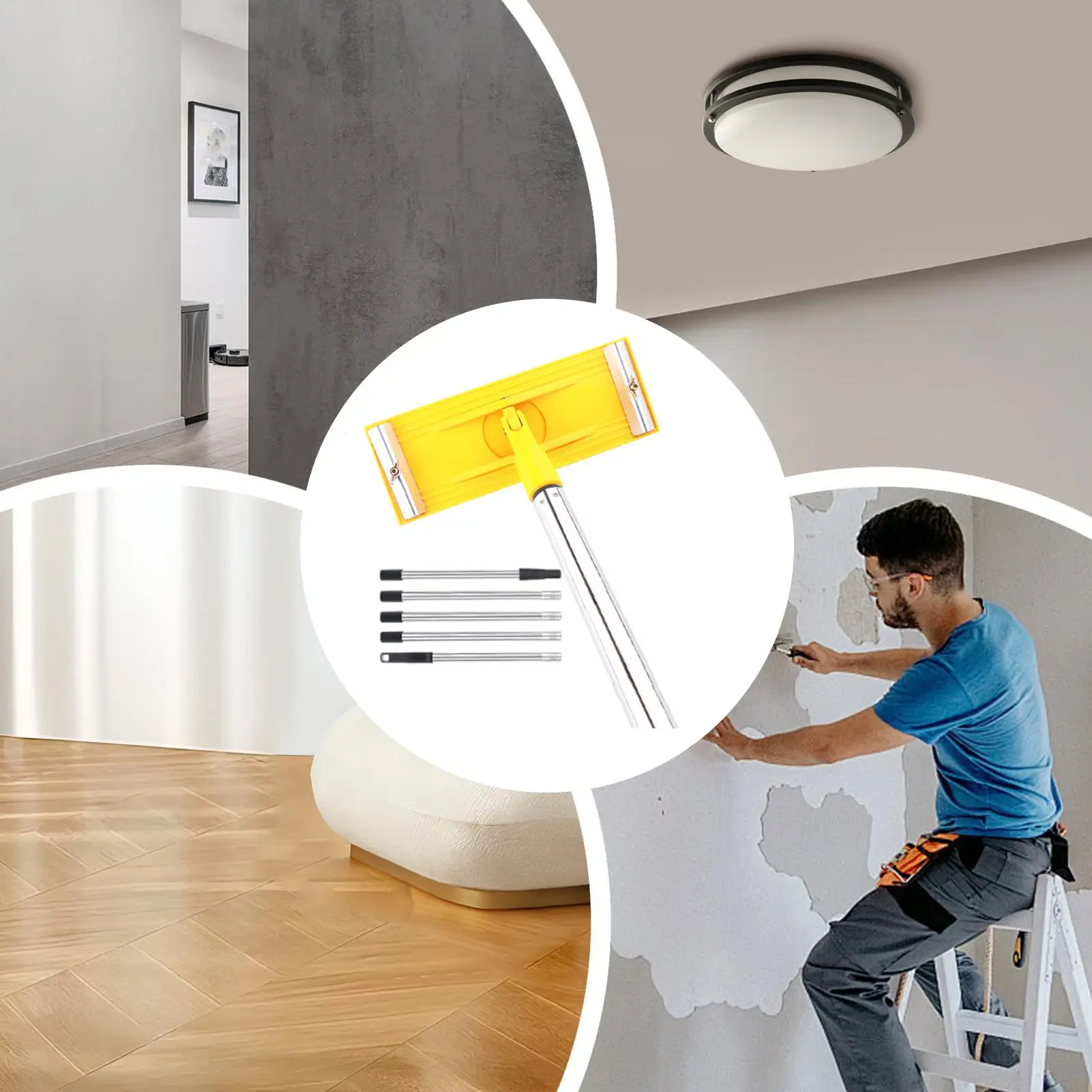 Pole Sander For Drywall Adjustable Telescopic Wall Polishing Sanding Tool Wall Cleaning Extension Pole Sander For Floors