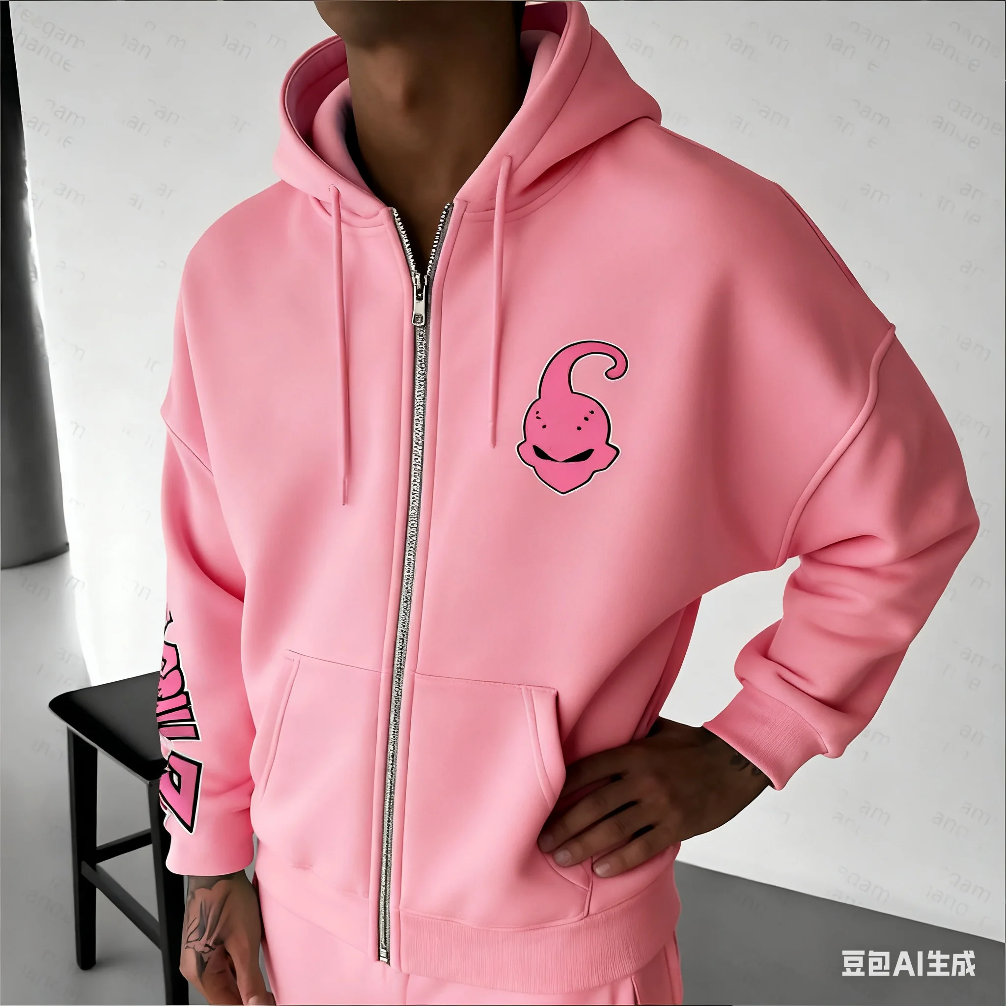 Dragon Ball Z Majin Buu Rosa Bösewicht Anime Hoodie Männer Schwarz Baumwolle Casual Langarm Herbst Winter Streetwear Fashion Cosplay
