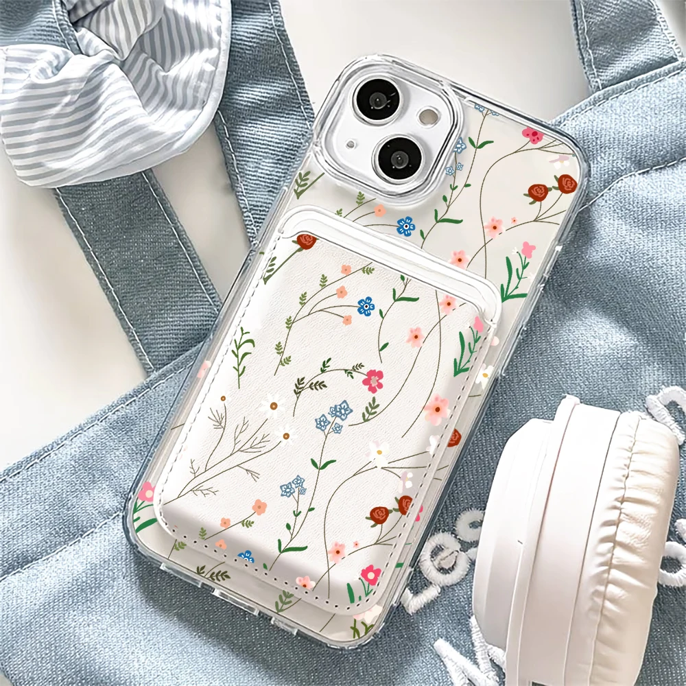 野生の花と雑草柄のMagSafe対応ウォレット、磁気カードホ - Phone Cases Wildflower のレビューと価格