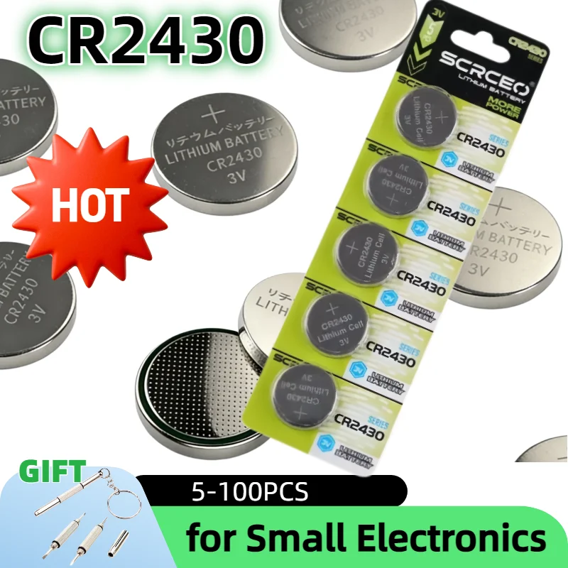

5-100PCS CR2430 Button Battery Cells CR 2430 DL2430 BR2430 3V 270mAh High Capacity Batteries for Watch Clock Toys Remote