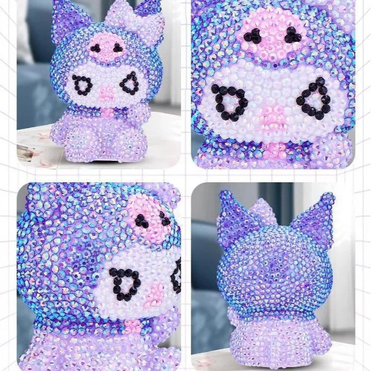 Санрио DIY Алмазная наклейка-копилка, ручная работа, фигурка из ПВХ с алмазной наклейкой, персонажи Куроми и Май Мелоди, мультяшная фигурка, подарок для детей.