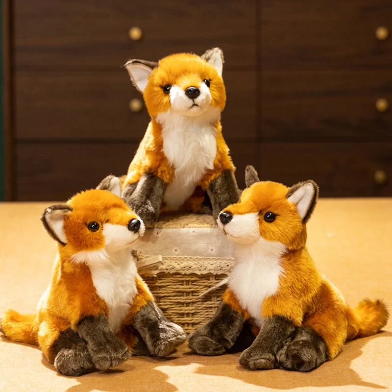 Reallife Fox Plushie Stuffed Wild Animals Lifelike Doll Home Decor Toys Simulated Fox Doll Kids Birthday Xmas Gifts