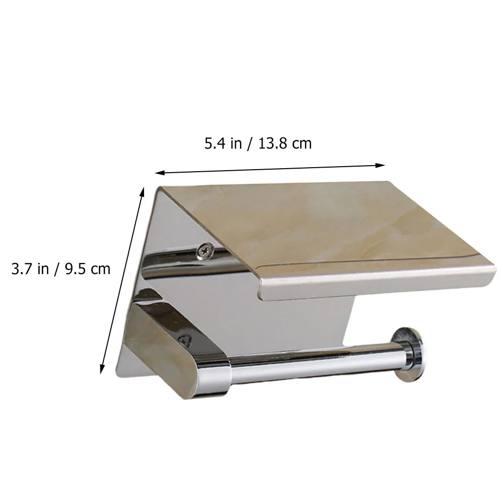 

Paper Holder Stainless Steel Roll Storage Shelf Multi Functional Tissue Hanger Bathroom Accessories Silver Modern