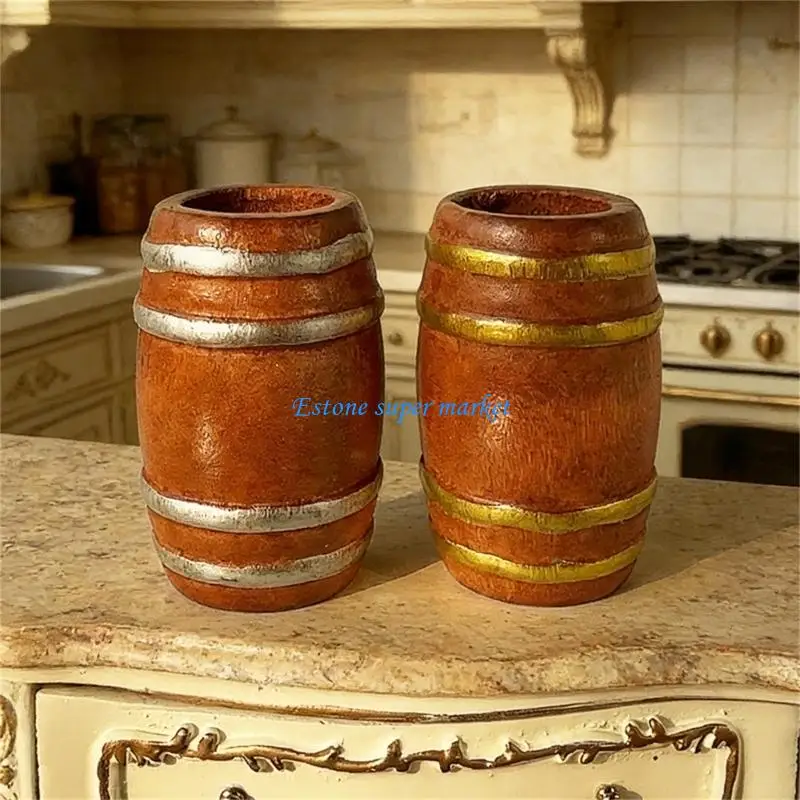 090B Mini Beer Barrels Perfect for 1/12 Dollhouses Scene Party Decors