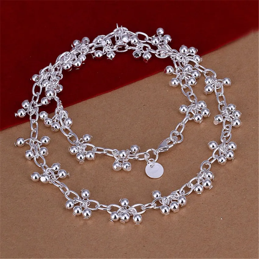 

Korean Fashion 925 Sterling Silver Beads Chains Necklaces for Women Luxury Designer Jewelry Holiday Gifts