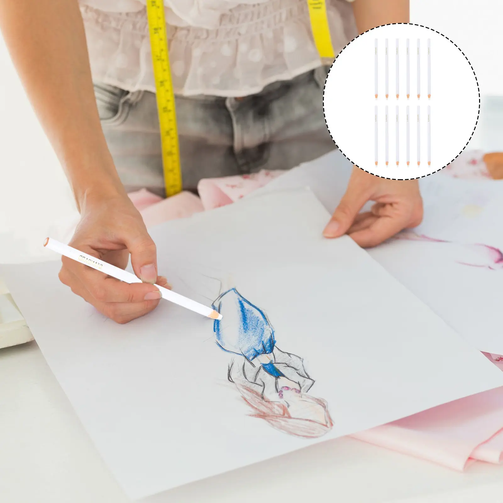 

1 Box Peel-Off Marking Pencil Wax-Based Erasable Fabric Marker for Sewing Patterns Embroidery Drawing Texturing on Pottery Wood