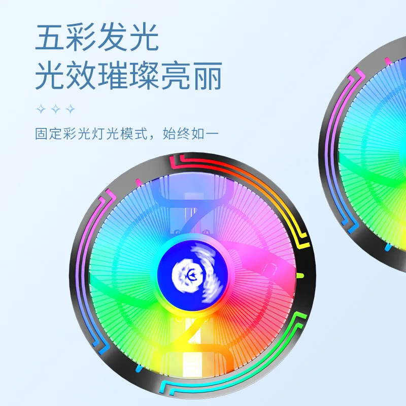 الجملة شفرة الجليد الكمبيوتر تبريد الهواء المبرد أسفل نوع الضغط التحكم في درجة الحرارة كتم AMD1700 لون ضوء مروحة وحدة المعالجة المركزية المبرد #4