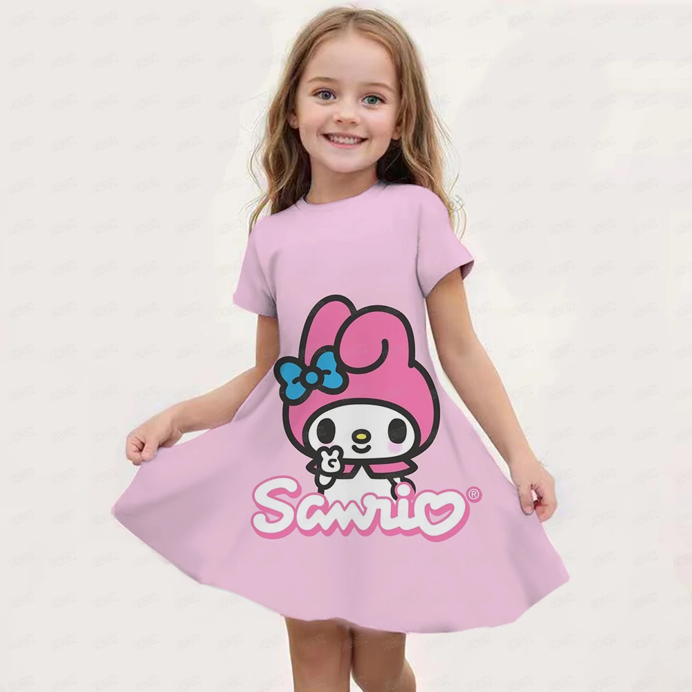 Summer New Children\'s Clothing Hello Kitty Printed Sleeveless Dress For 3-14 Year Old Girls Casual Breathable Princess Dress2024