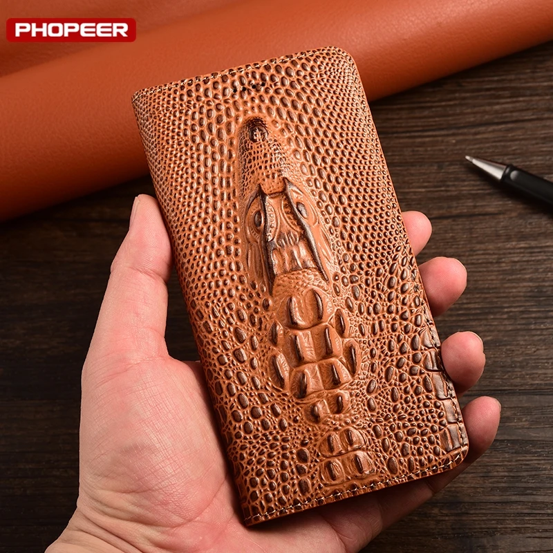 Case For Realmi Realme GT Neo 2 3T 5 6 6T SE Pro 5G GT6T GT6 256/512 Magnetic Wallet Genuine Leather 3D Alligator Head Cover