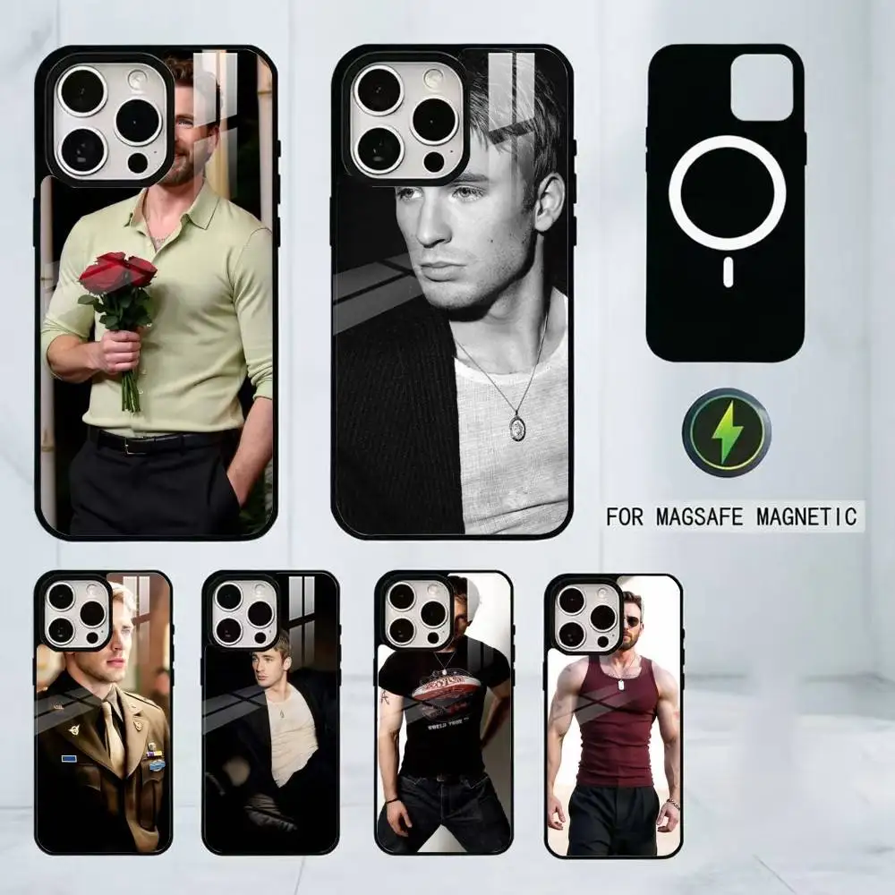

Chris Evans Phone Case For iPhone17,16,15,14,13,12,11 Plus,Pro Magnetic For Magsafe Wireless Charging