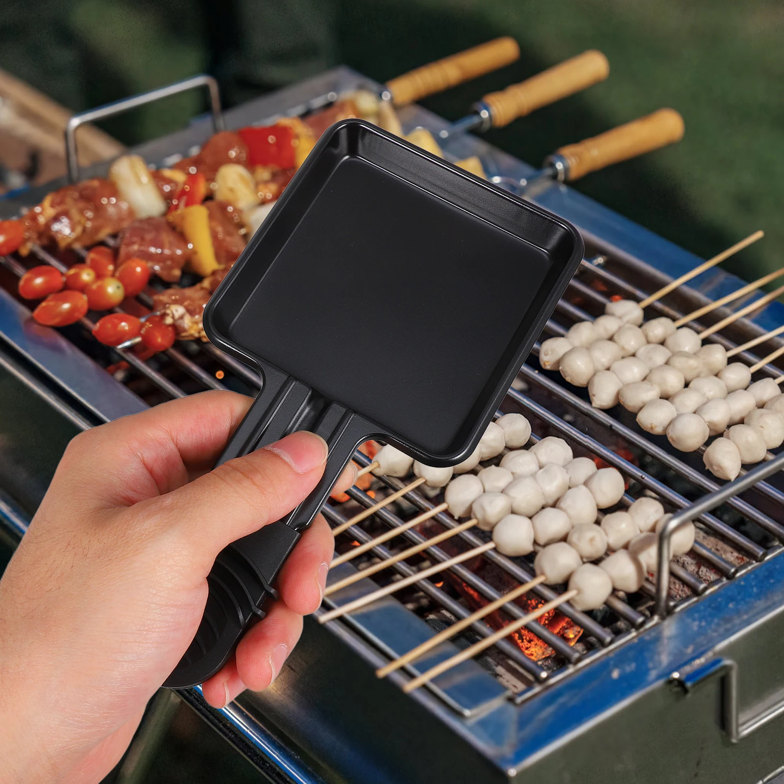 

4Sets Mini Raclette Grill Cheese Melting Pans Non Stick Square Cheese Melt Trays for Outdoor Picnic Cooking Mini Pan