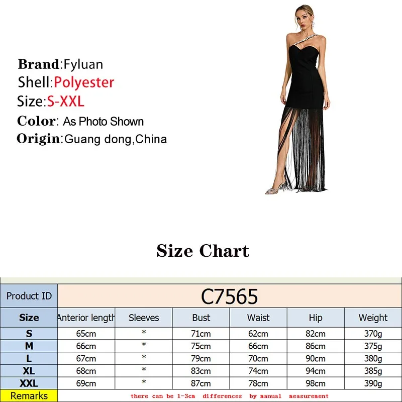 2025年新作ファッション レディース服 セクシー ホット ラインストーン ショルダーストラップ ドレス ブラック タッセル スリム ミニドレス ボディコン イブニングドレス