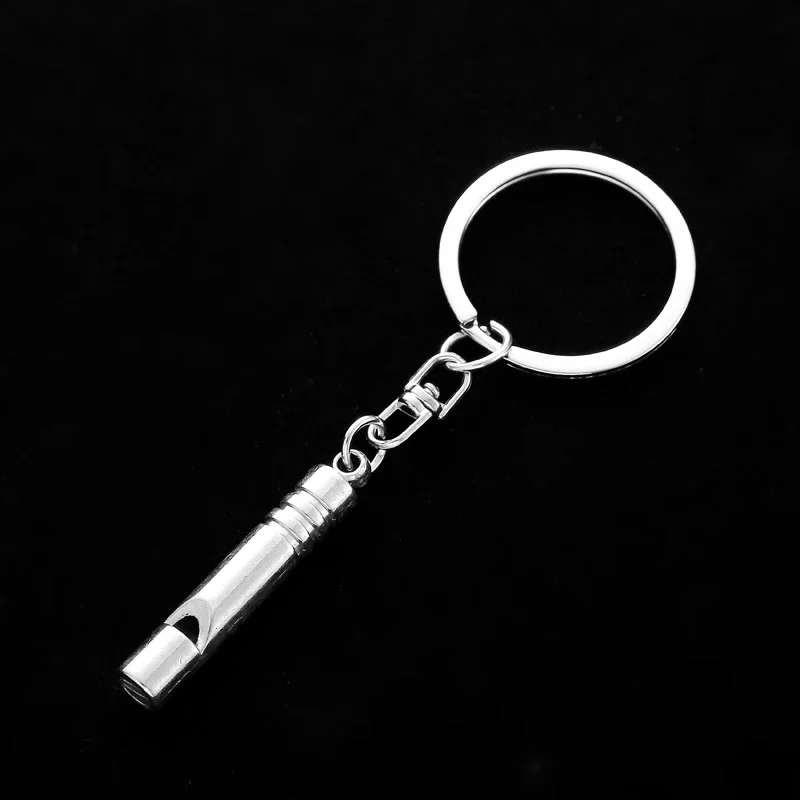 Stainless Steel Whistle Car Keychain Schoolbag Pendant Outdoor Survival and Life-saving Supplies