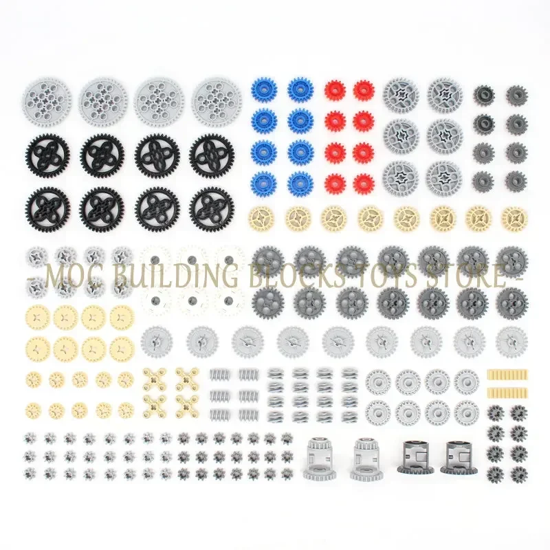 

198PCS Technical Parts Gear Combination Building Brick Blocks Mechanical Engineering DIY Creative Education Accessories Toys Set