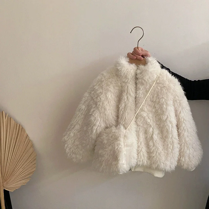 Fashion Wear Teens Thick Warm Warm Fur Wear For Children Trousers Pants Kids Girl Coat Jacket Winter Autumn Outerwear Children