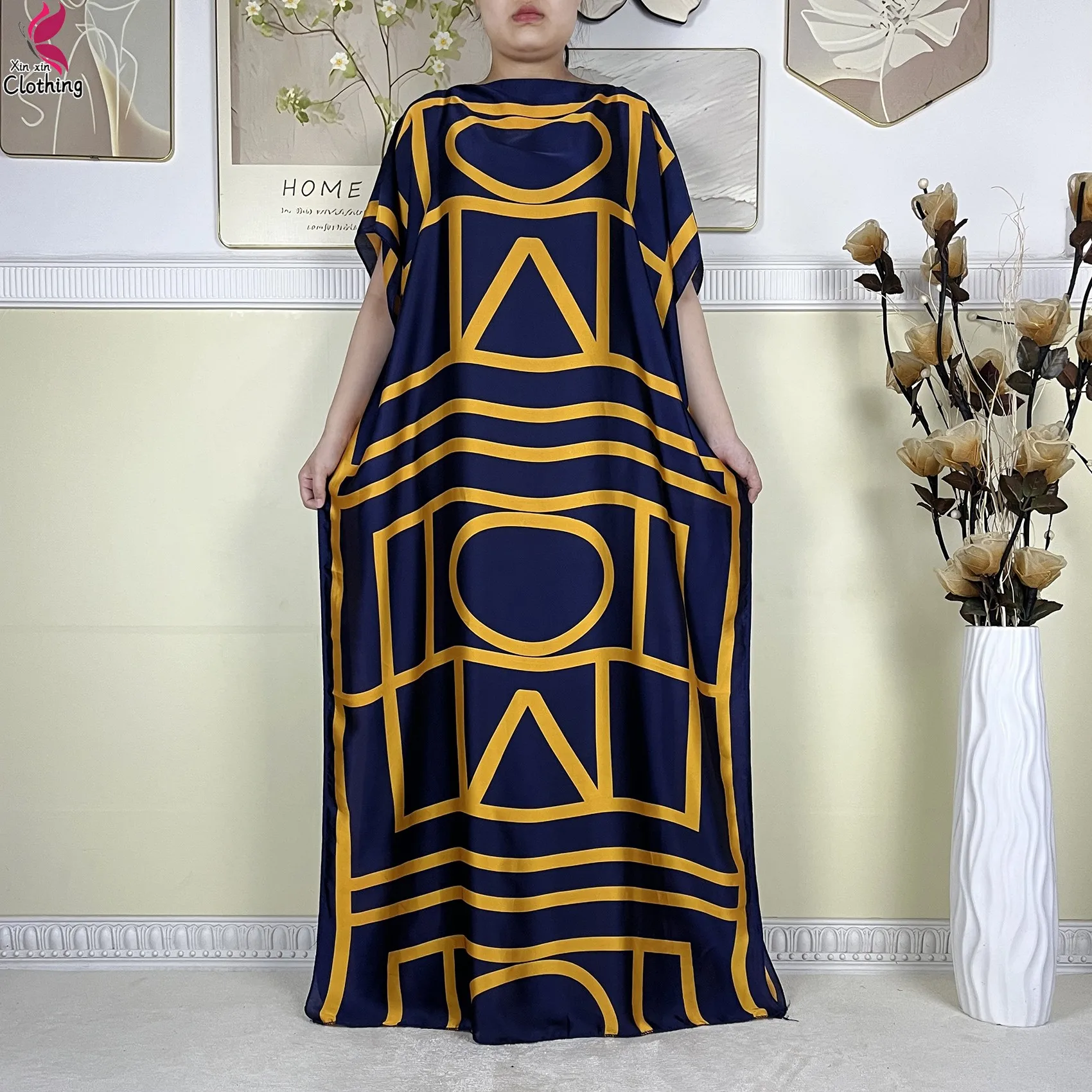 Novo verão africano kaftan vestido feminino 2025 moda bat manga seda solto vestido com cachecol roupas femininas islâmicas