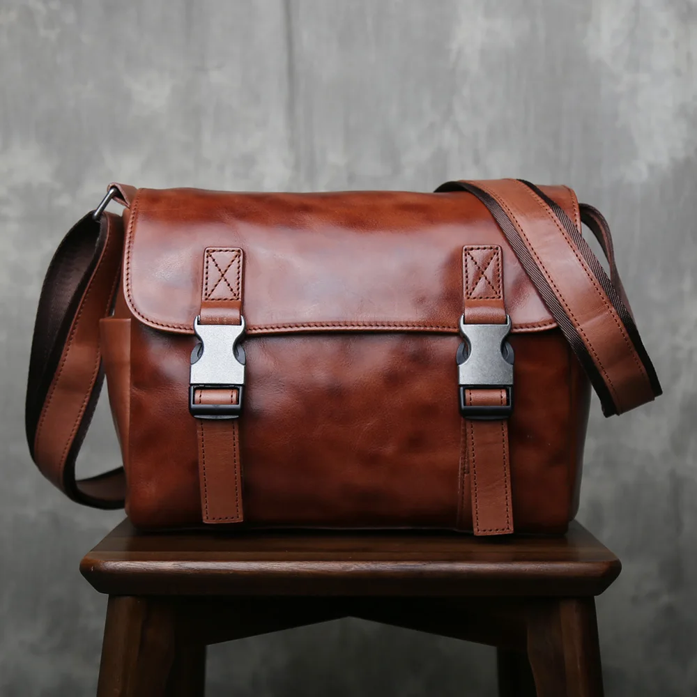 حقائب جلدية للرجال جلد البقر الأصلي حقيبة كتف مفردة حقيبة كروسبودي حقيبة يد كاجوال عصرية حقيبة كامبريدج حقيبة بريد ريترو عصرية #1