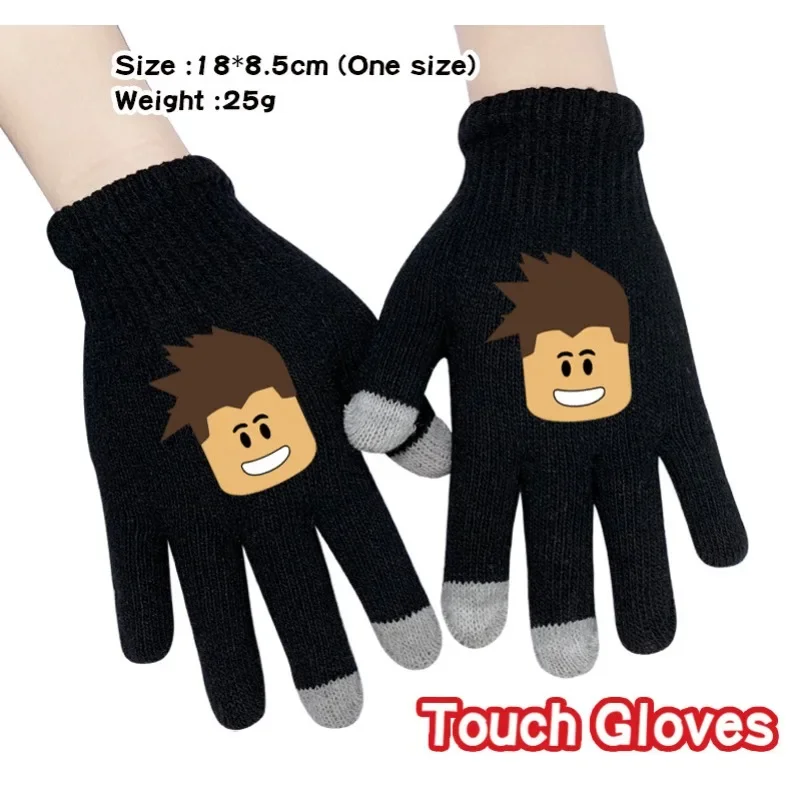 Warme mode bedrukte gebreide handschoenen Roblox Anime Game Creative Cartoon Thema Unisex Winterhandschoenen Kerst Cartoon Verjaardagscadeau