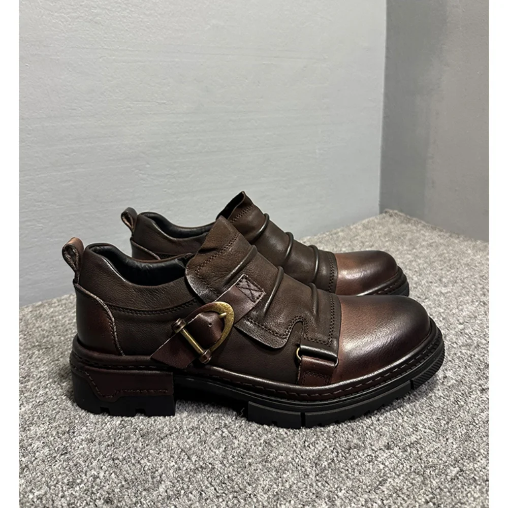 

horsehidecasual shoes genuine leather handmade shoes - retro motorcycle soft-soled leather shoes - versatile men's short boots