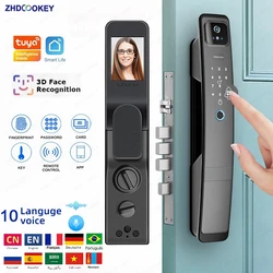 3D Facial Recognition Lock Tuya WIFI Fingerprint Magnetic Card Password Fully Automatic Smart Electronic Lock with Camera