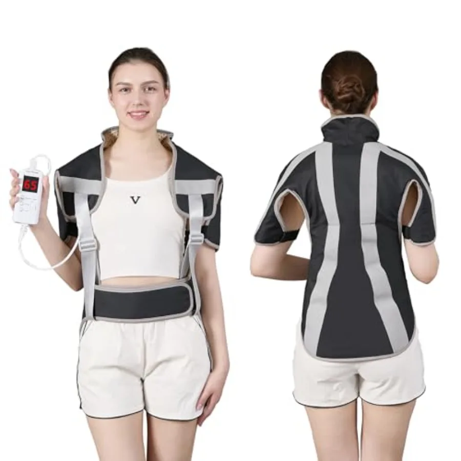 

Нагревательная вибрационная массажная подушка для облегчения боли в спине, шее, плечах, рук с 7 настройками нагрева и 10 уровнями массажа Идеально подходит для Da