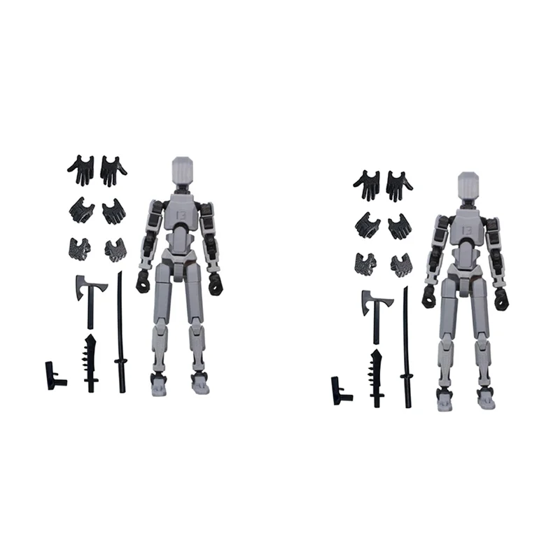 Figura de ação robô B49B-2X, impressa em 3D com articulação completa para animação de parada de movimento cinza