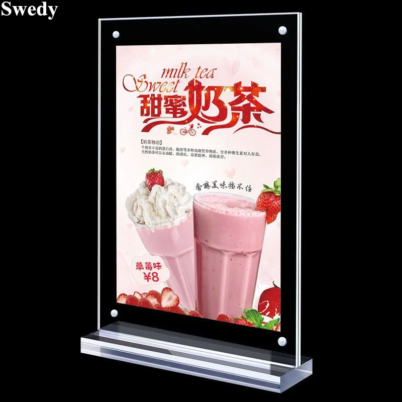 A4 Double-Sided Acrylic Sign Holder Display Stand 8.5 x 11 Inch Wedding Photo Picture Poster Frame Menu Flyer Paper Holder