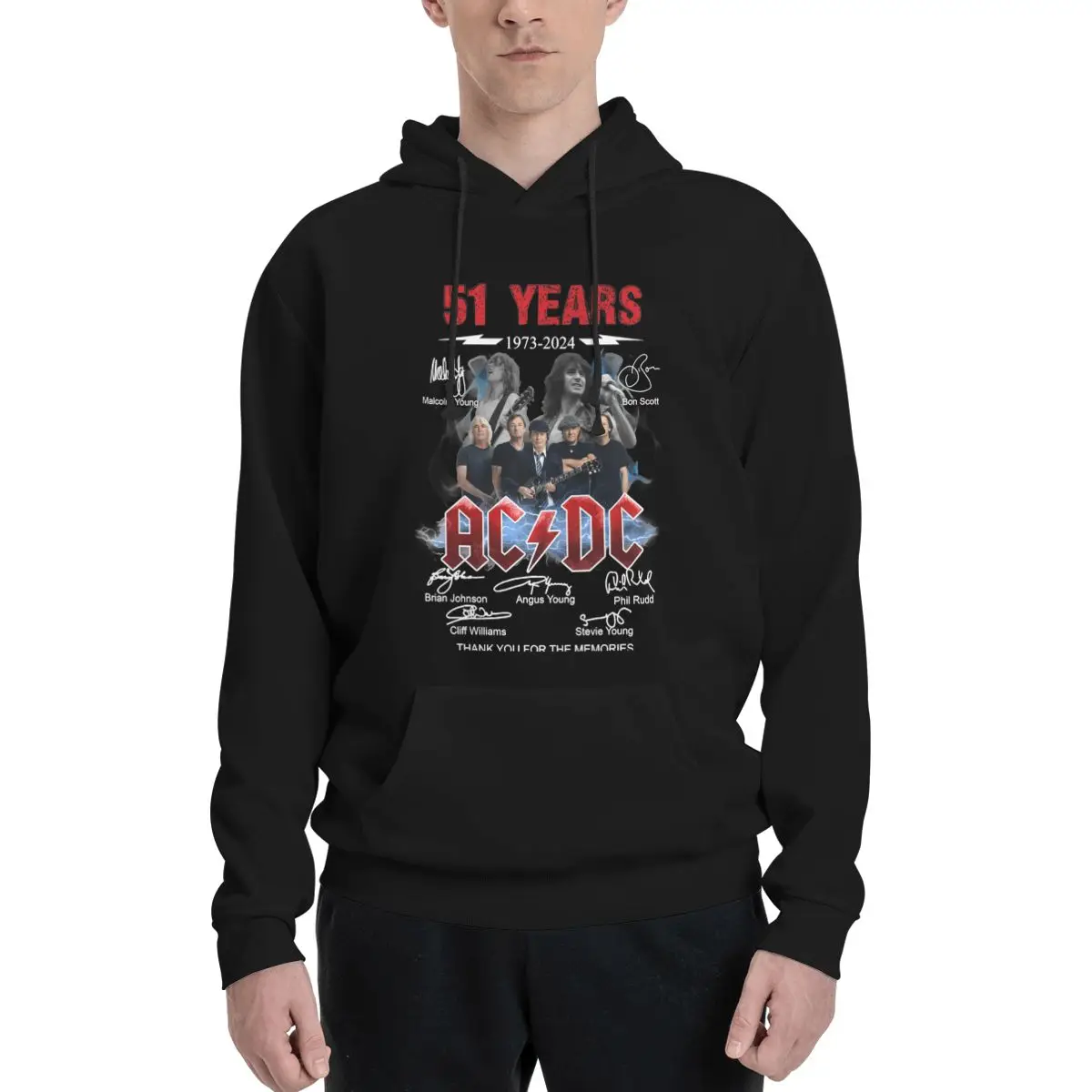 51 Years A-AC Powr Up Tour D-DC Hoodie For Men 2024 Power Up 51st Anniversary Pullover Long Sleeve Sweatshirts Hooded Shirt