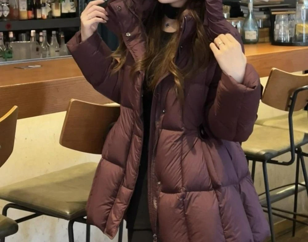 سترة نسائية جديدة موديل 2025 متوسطة الطول من القطن مع غطاء للرأس معطف شتوي سميك دافئ للنساء #5