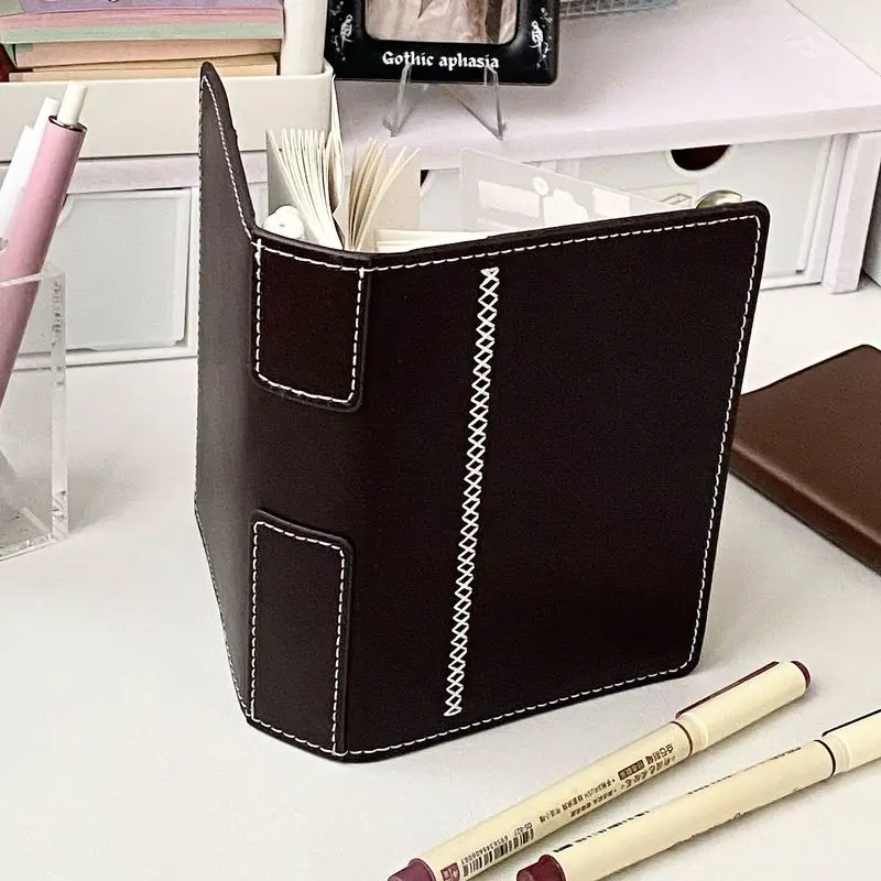 A7 Brown Leather Notebooks Kawaii Portable Pocket Books With Thickened 40 Blank Inner Page Hand Ledgers School Students' Dairy