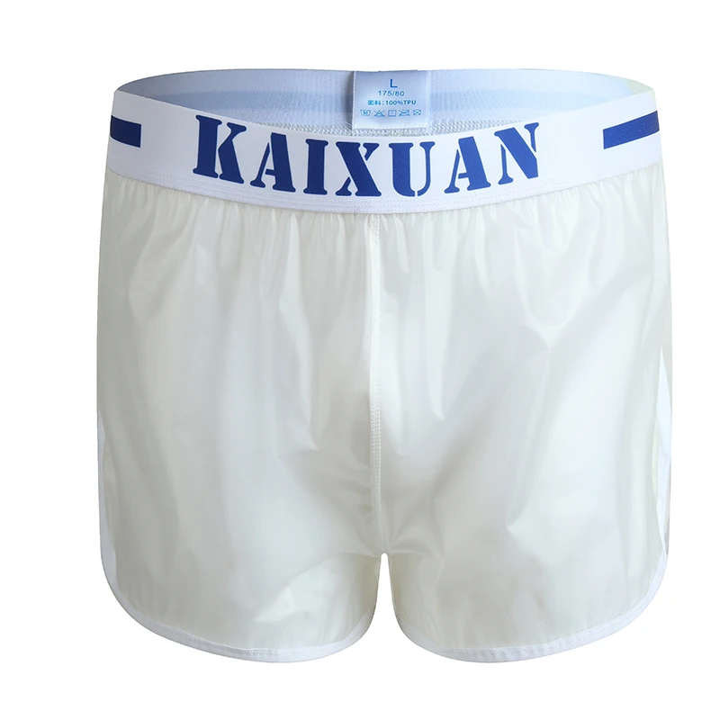 Casual Men Sexy Transparent Board Shorts PVC Elastic Breathable Gyms Fitness Solid Male Waterproof Beach Trunks Clothing