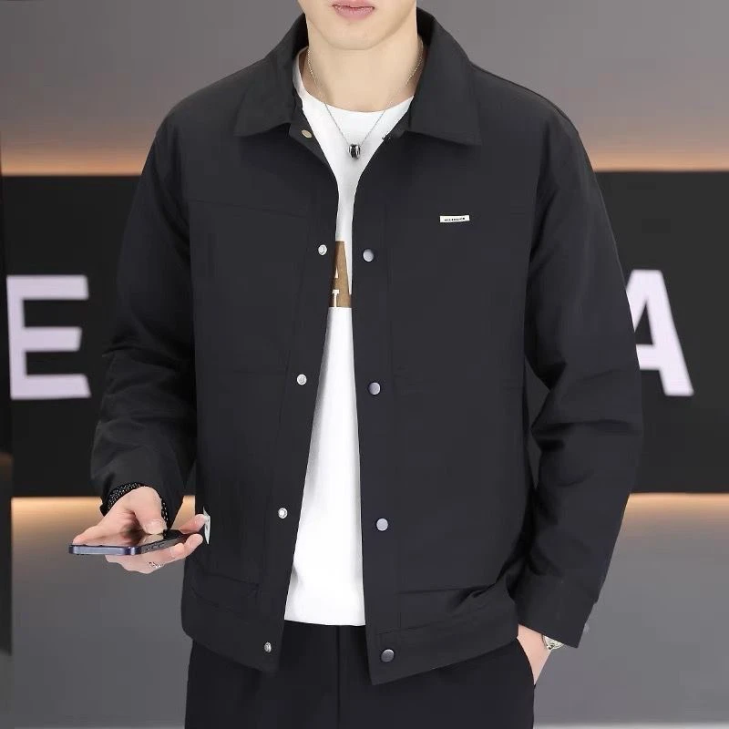 

Spring Autumn New Sle Men's Workwear Jaet Casual Collarl Polyester Breathable Long Sve Single Button Closure Coat