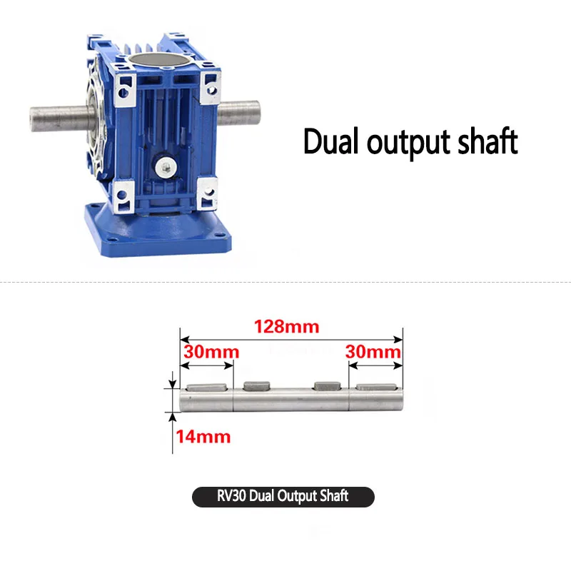12V 24V 60W NMRV30 DC Worm Gear Motor with Dual Output Shaft RV30  Adjustable-speed CW CCW High Torque