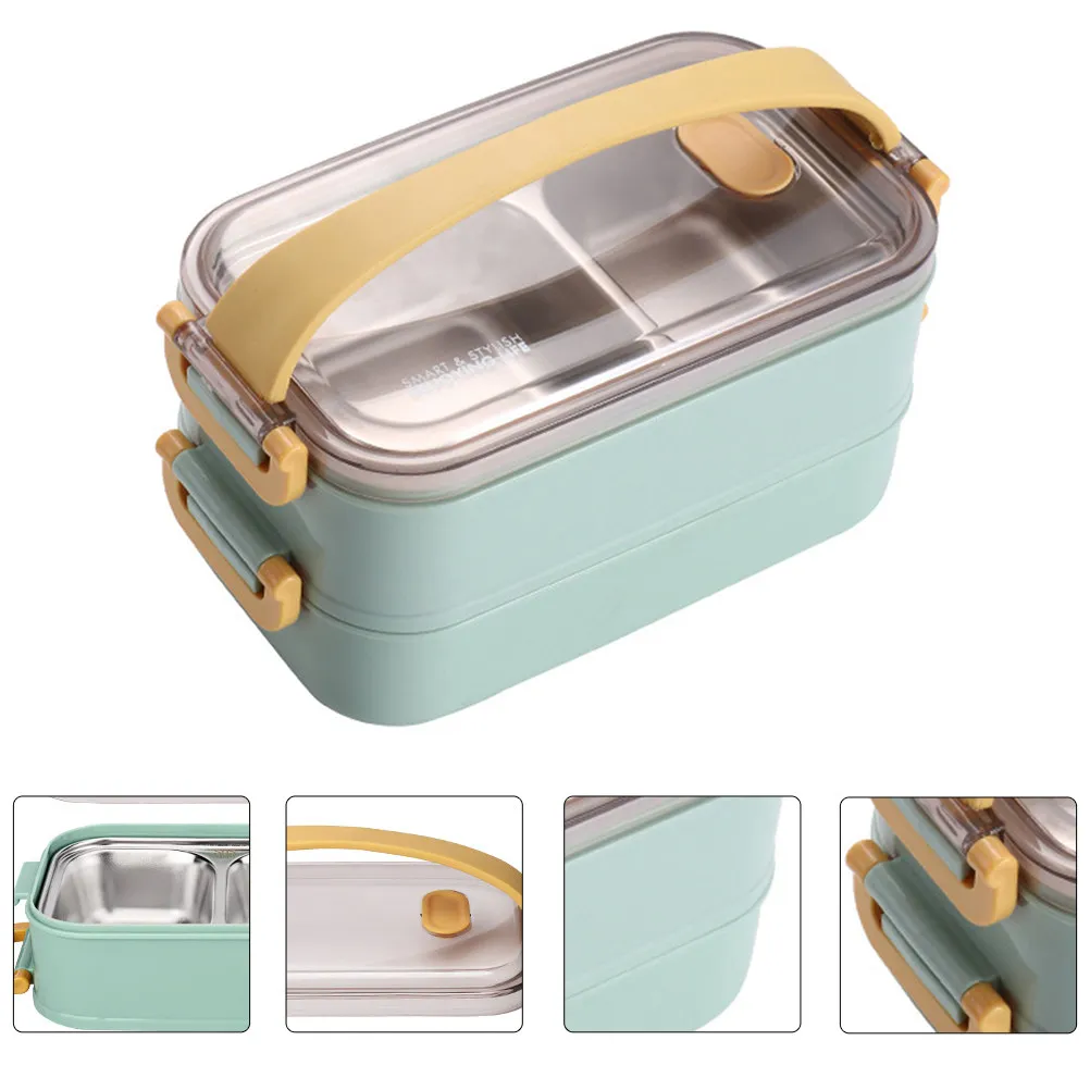 

1 шт. Термоизолированный ланч-бокс из высококачественного полипропилена и нержавеющей стали с разделителями, герметичный контейнер для еды для студентов, офиса, активного отдыха