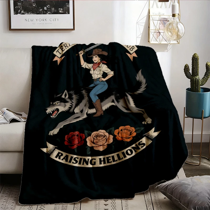Feral Moms Social Club, Badass Western Mom Graphic Flannel Blanket
