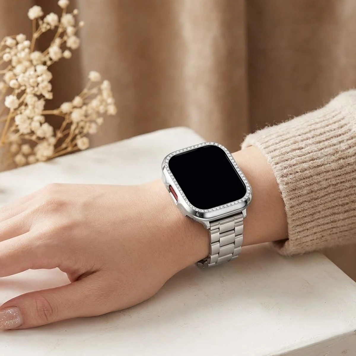 Woman Bling Diamond Case for Redmi Watch 6 Lite Anti-drop Hard PC Cover for Redmi 6 Lite Hollow Protective Frame Bumper Shell