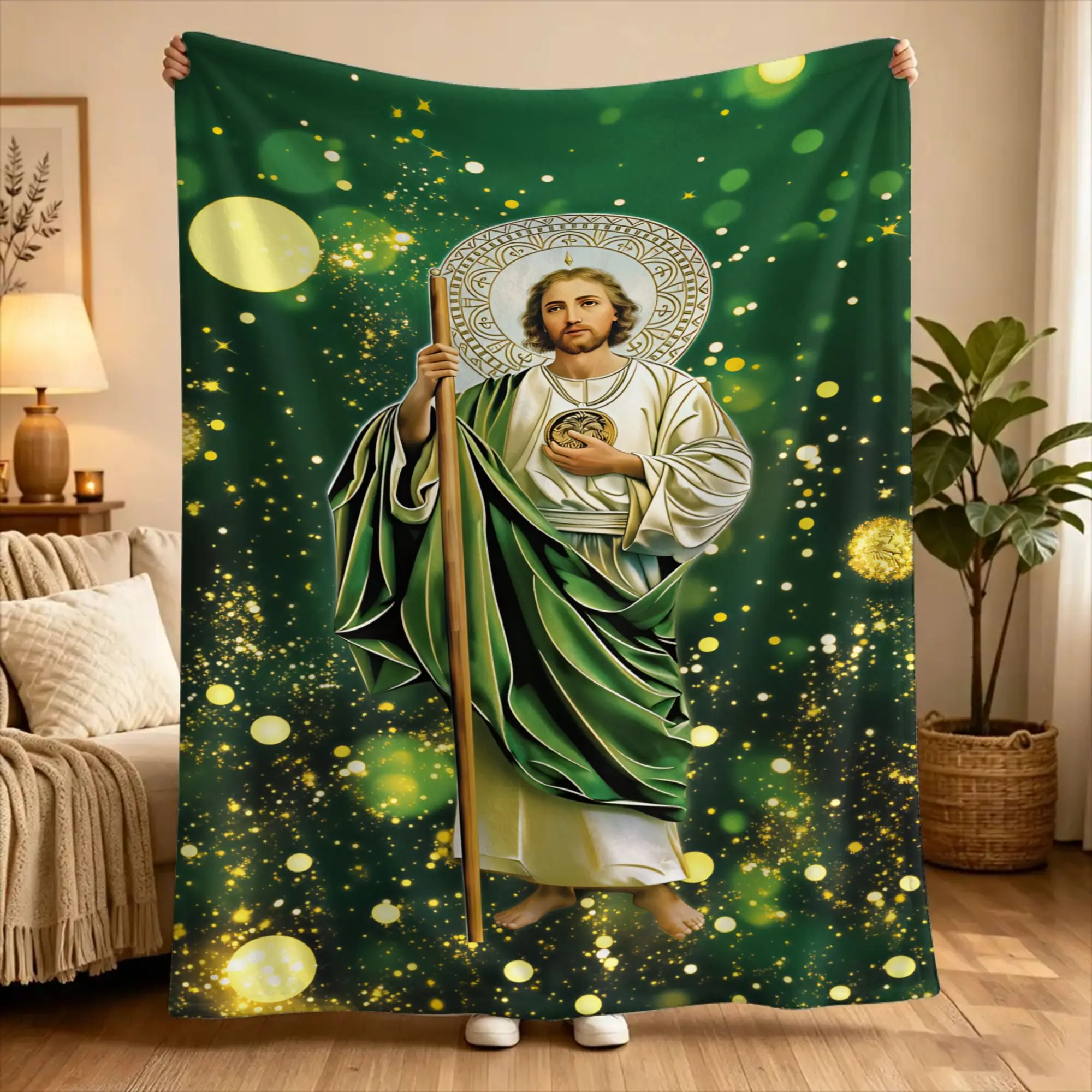 San Judas Tadeo Blanket  Warm Fluffy Plush Bedding Throws For Outdoor Travel Office Flannel Bedspread Bed Cover