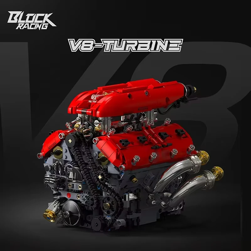 

1370 PCS MOC Mechanical Racing Electric V8 Engine Building Blocks Model, DIY Cabinet Desktop Decor, Collector Gift