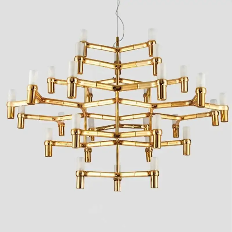 Crown Major Pendant lamp Nordic Tube chrome chandelier for Kitchen Hotel Living room Stairs Villa Luxury Designer Pendant light