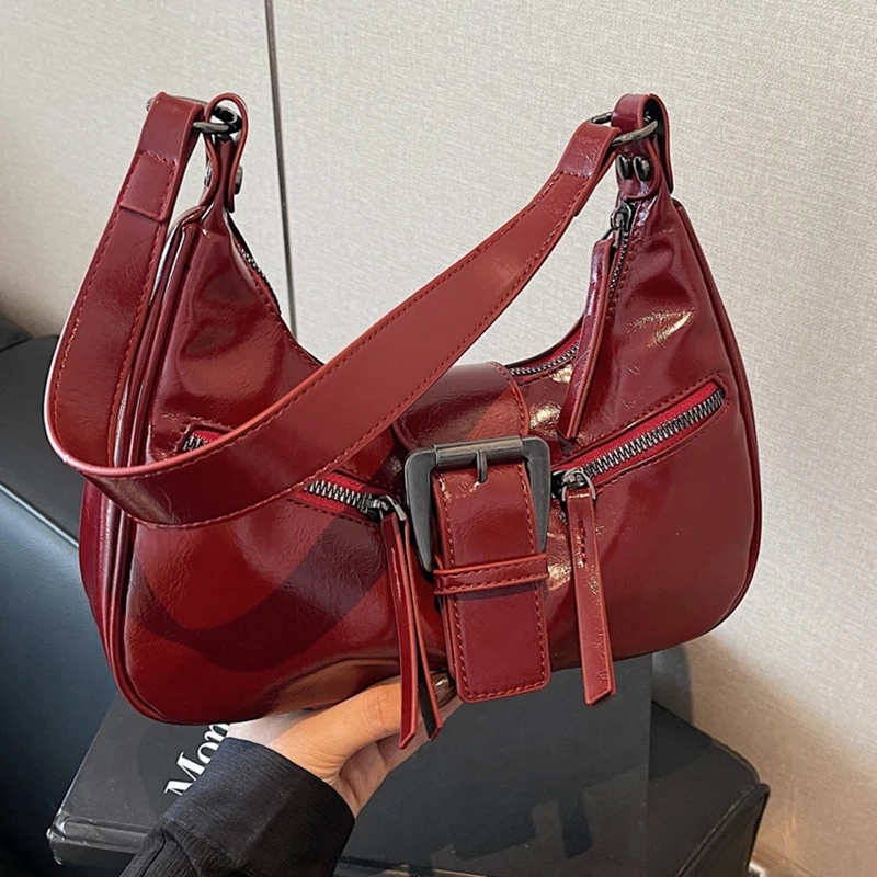 Sweet Spice Personality Biker Underarm Bag Girls Autumn And Winter New Fashion Trend Shoulder Bag Belt Buckle Crossbody Bag