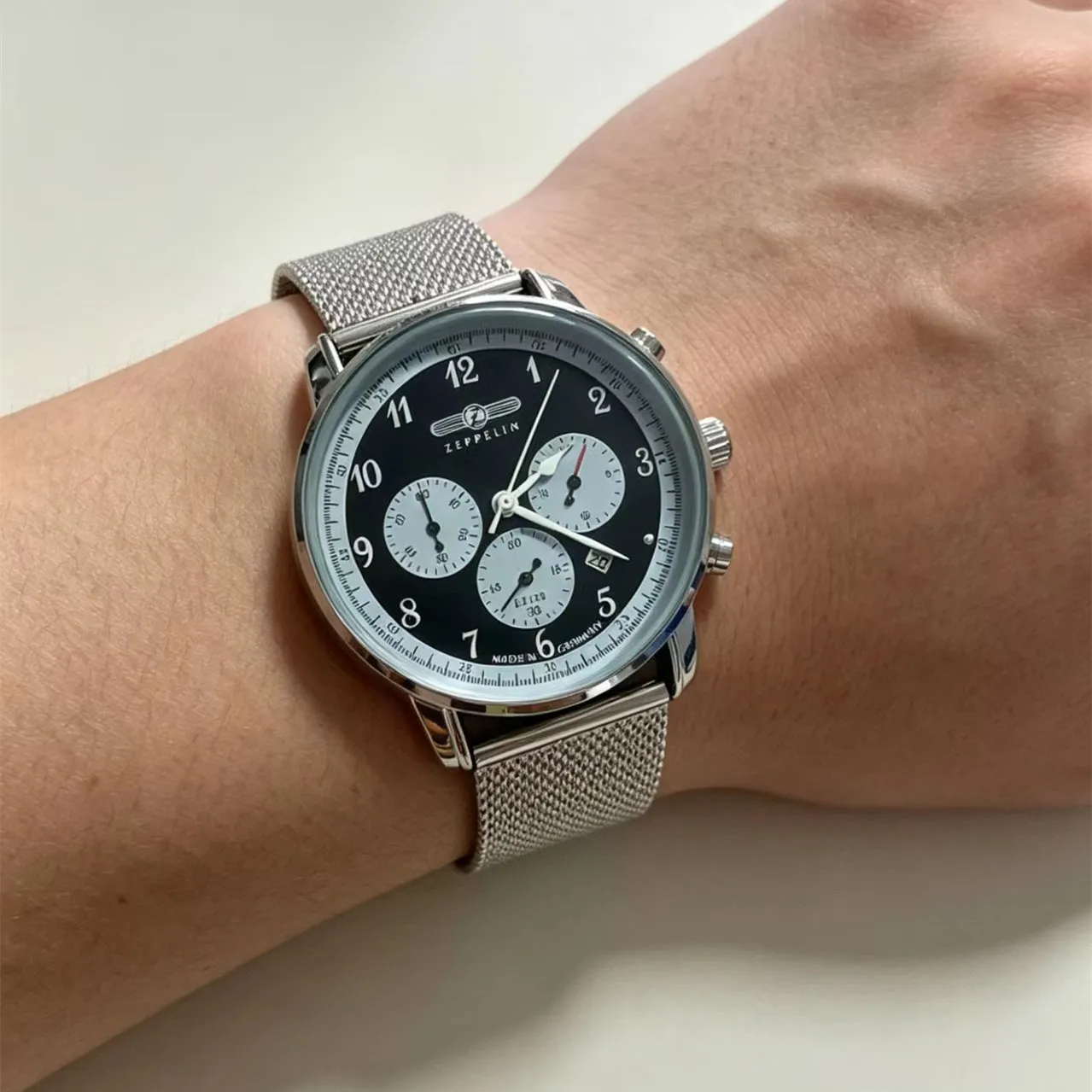Nowy Modny Zegarek Męski Zeppelin Luxury Date Brand, Wielofunkcyjny Chronograf, Klasyczny Retro, Biznesowy, Kwarcowy Zegarek na Rękę