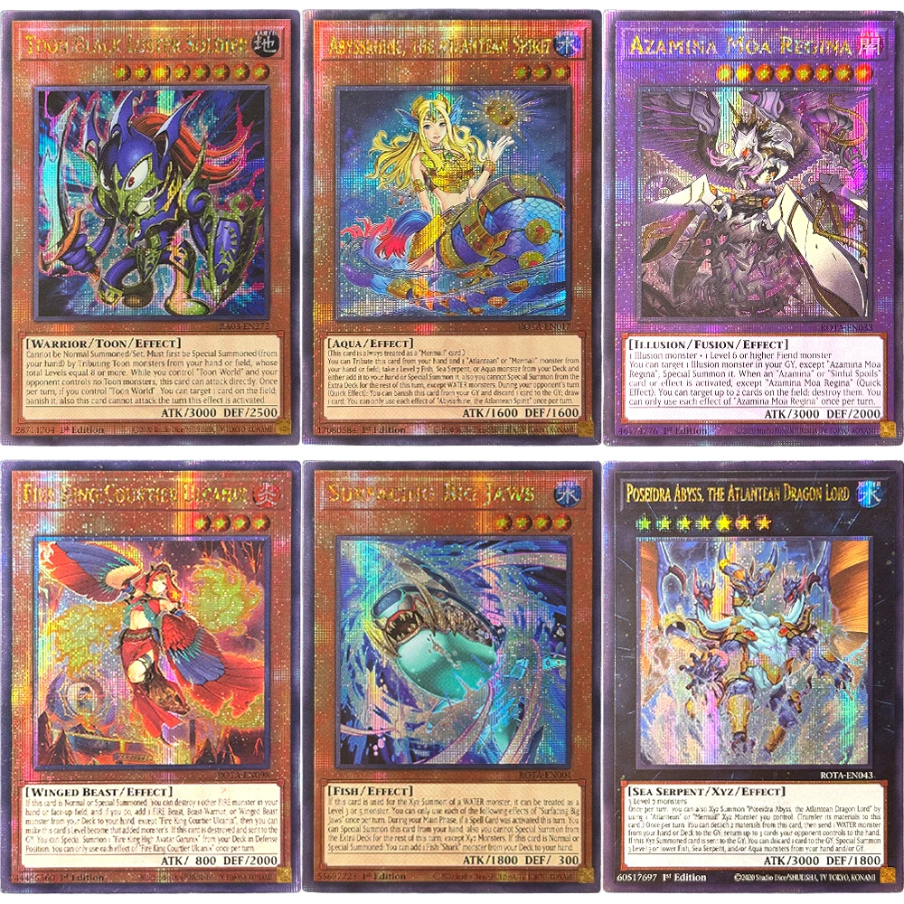 

Yu-Gi-Oh QCSCR игра Proxy аниме карты Fire King Courtier Ulcanix Toon черный блеск солдат Azamina Moa Regina игрушки коллекционные предметы