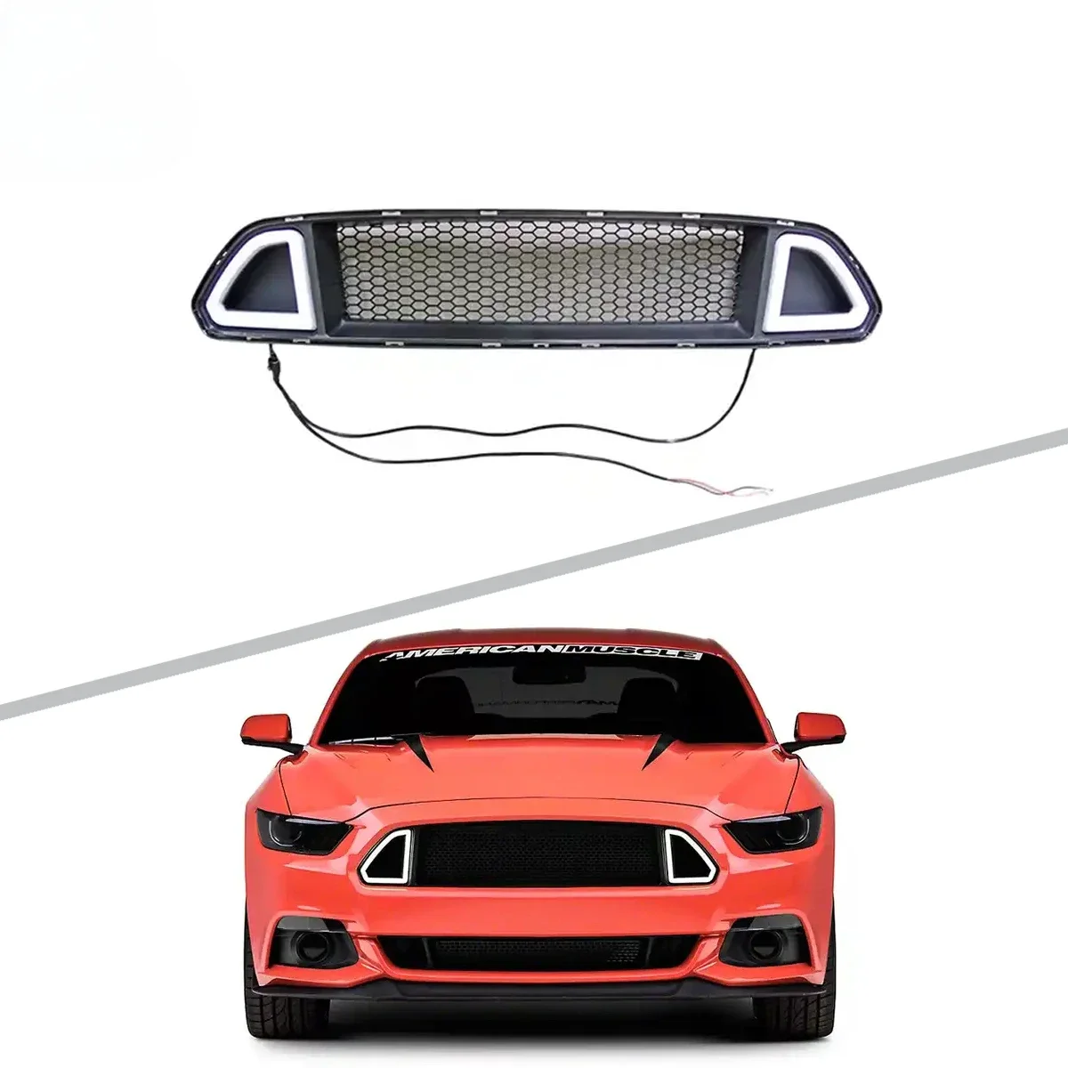 

PFT DRL Style MUSTANG Grille Modified Bodykit Front Bumper Grill With Led Light Body KIts For FORD MUSTANG 2015-2017